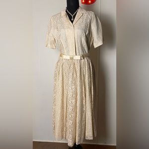 Vintage Montgomery Ward Floral Lace Dress Size 16